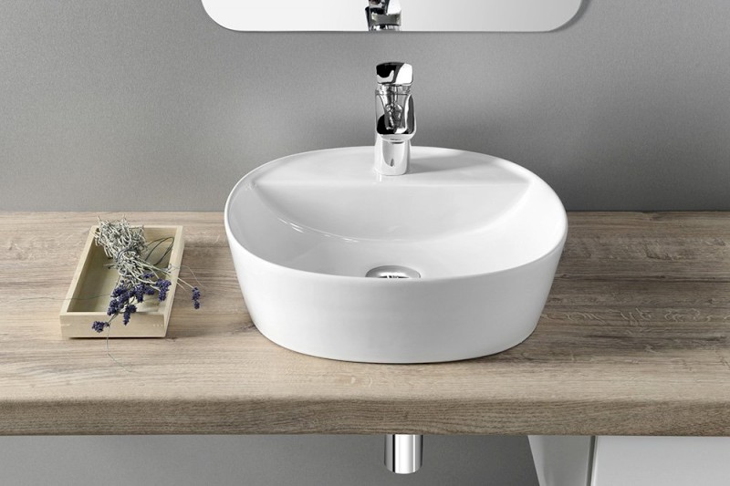 LUGANO keramické umyvadlo na desku, Ø 40 cm, bílá AR491
