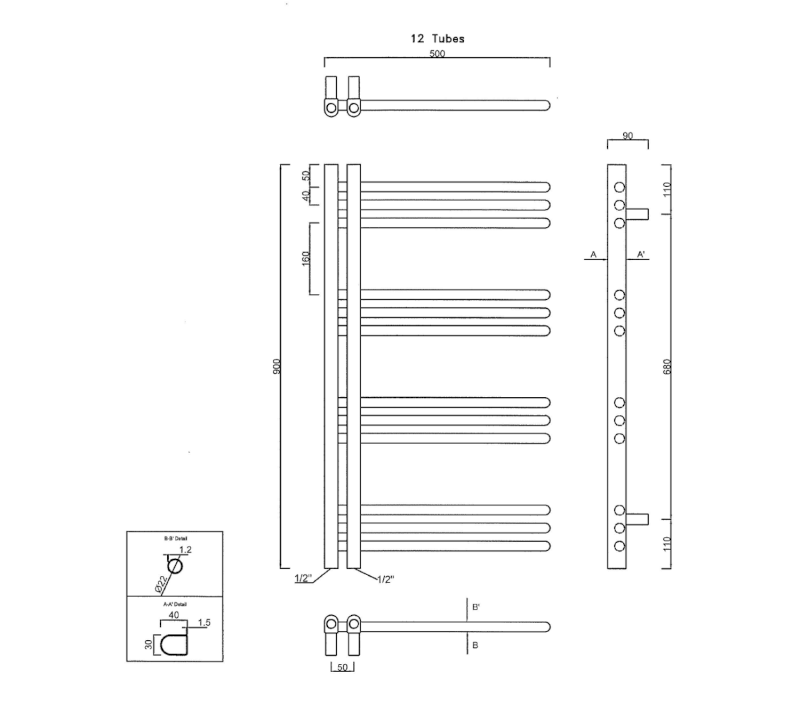DORLION otopné těleso 500x900mm, chrom 1130-10