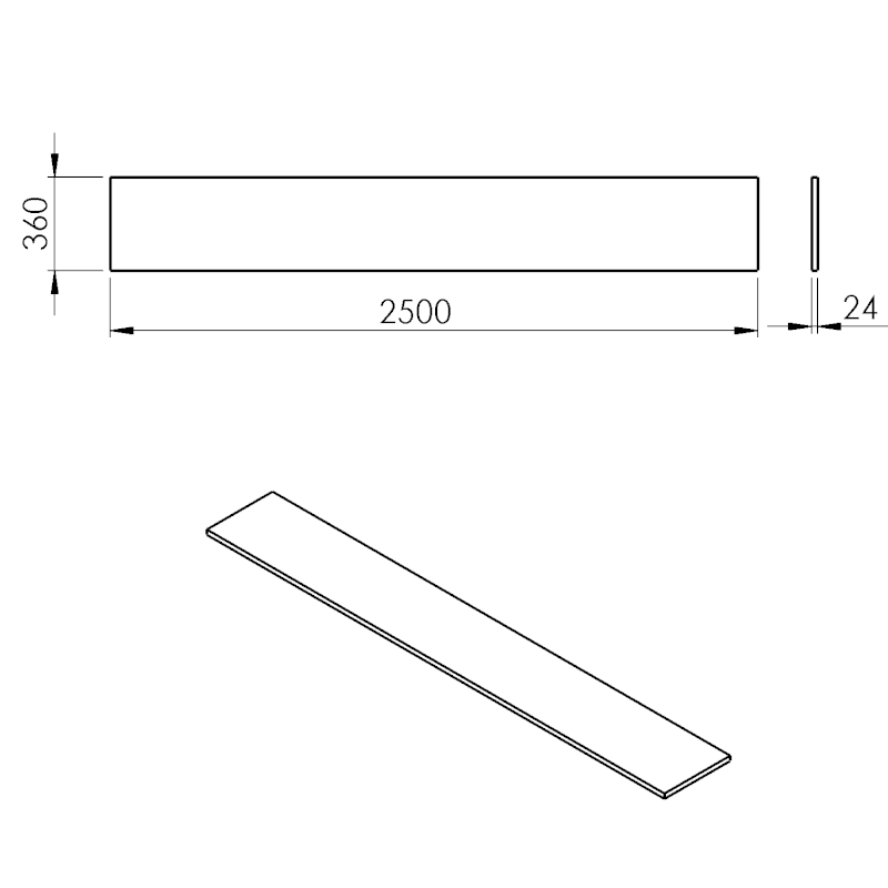 PLATO deska Rockstone 2500x24x360mm, bílá mat PL256-0101