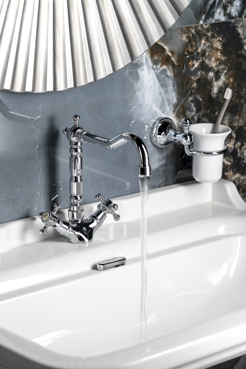 ANTEA stojánková umyvadlová baterie s retro hubicí s výpustí, chrom 3371