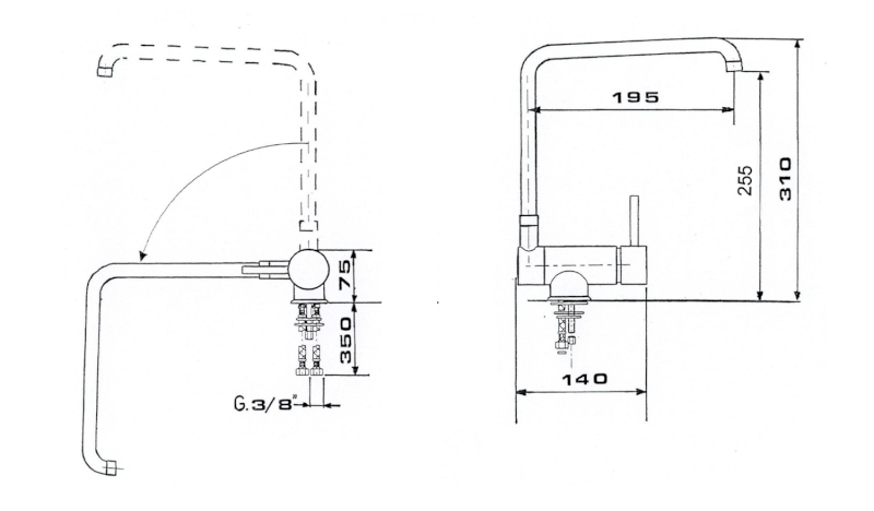 RHAPSODY stojánková dřezová baterie sklopná pod okno, chrom 5507S