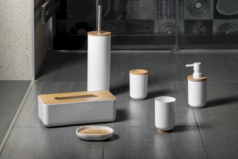 SNOW WC štětka na postavení, bílá/bambus 7582