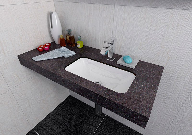 KAMA umyvadlo zápustné, litý mramor, 50x26cm, bílá 50134