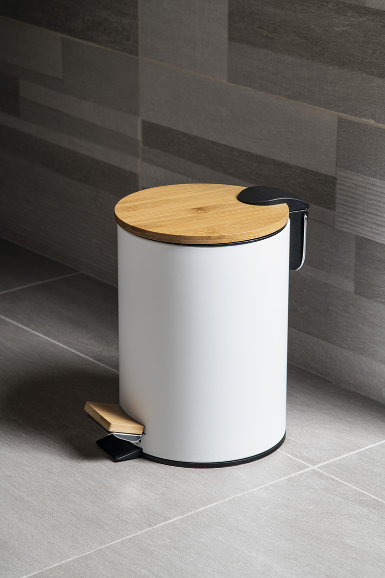 BAMBUS odpadkový koš kulatý 3l, Soft Close, bílá mat BI006