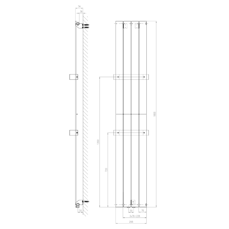 COLONNA otopné těleso 298x1800mm, metalická stříbrná IR143