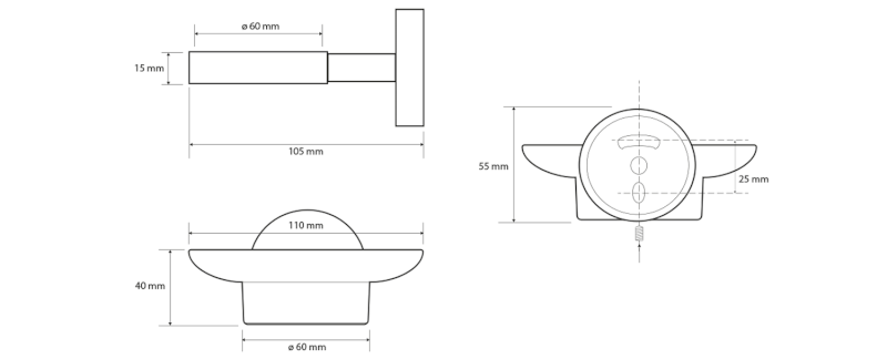 X-ROUND mýdlenka, mléčné sklo, chrom XR803