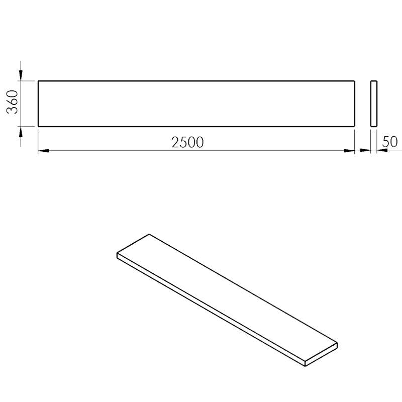 AVICE deska pod umyvadlo 250x36cm, tl.5cm, cement AV2567