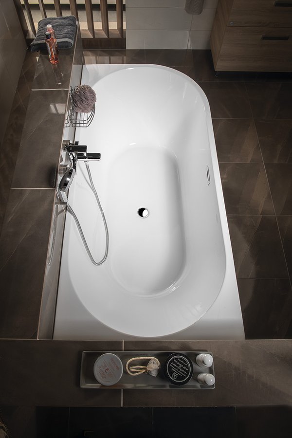 TIBERA L rohová stojící vana, 170x80cm, bílá E1026