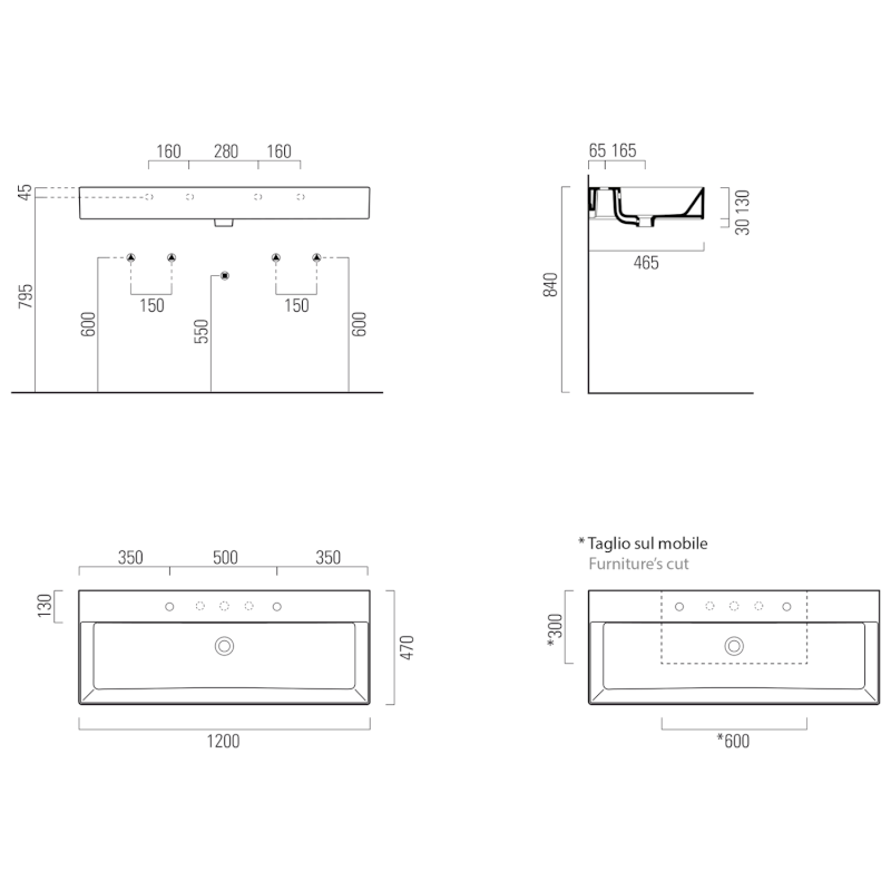 KUBE X keramické dvojumyvadlo 120x47cm, bílá ExtraGlaze 9424211