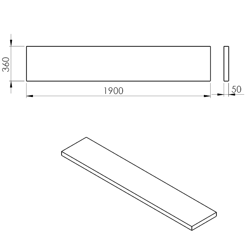 AVICE deska pod umyvadlo 190x36cm, tl.5cm, aquamarine AV1966