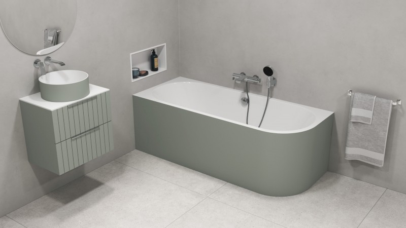 VIVA L MONOLITH asymetrická vana 180x75x60cm, bílá/verde 72099M.44