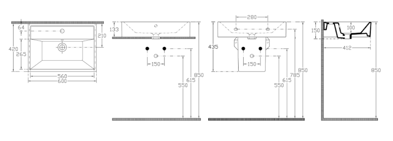 SISTEMA keramické umyvadlo 60x42cm, bílá 10SF50060