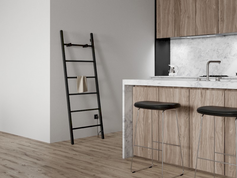 BARBO elektrický sušák ručníků, hranatý, 600x1600mm, 160 W, černá mat BB906