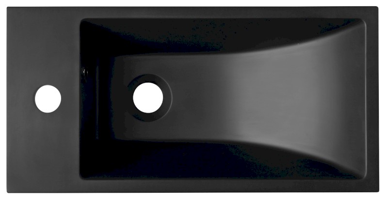 ARIANA umývátko, litý mramor, 50x25cm, baterie vlevo, černá mat SM012B