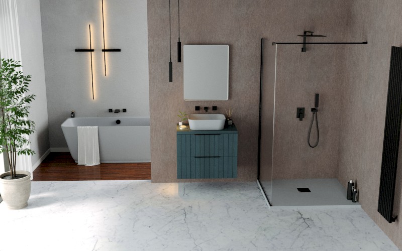 FLEXIA vanička z litého mramoru s možností úpravy rozměru, 150x80cm, šedá mat 72901.31