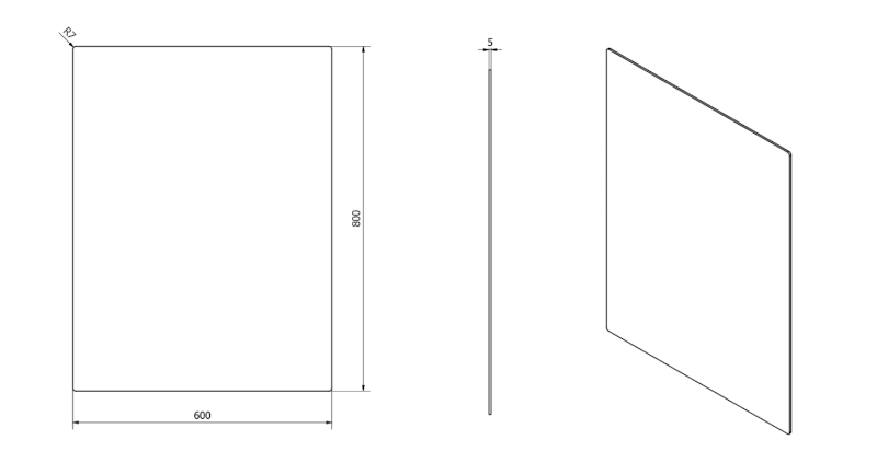 PLAIN zrcadlo s broušenou hranou 60x80cm, zakulacené rohy, CU free 1501-26