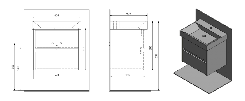 NIRONA umyvadlová skříňka 57x51,5x43 cm, dub Sherwood NR060-1515