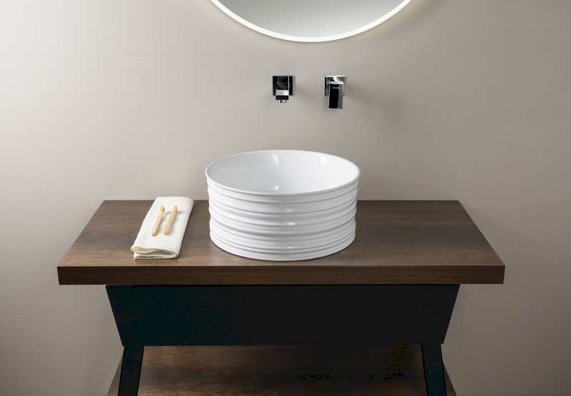 ALETTE keramické umyvadlo na desku, vysoké, Ø 41cm, bílá AR459