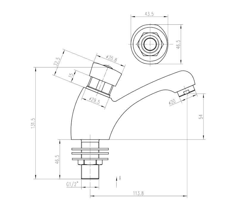 Samouzavírací stojánkový ventil na umyvadlo, chrom ZY12053