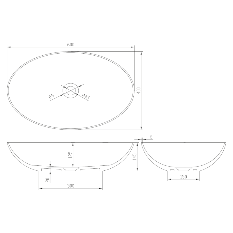 FORMIGO betonové umyvadlo na desku, 60x40cm, měď mat FG220