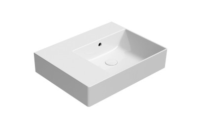 KUBE X keramické umyvadlo 60x47cm, s odkládací plochou vlevo, bez otvoru, bílá ExtraGlaze 9439011