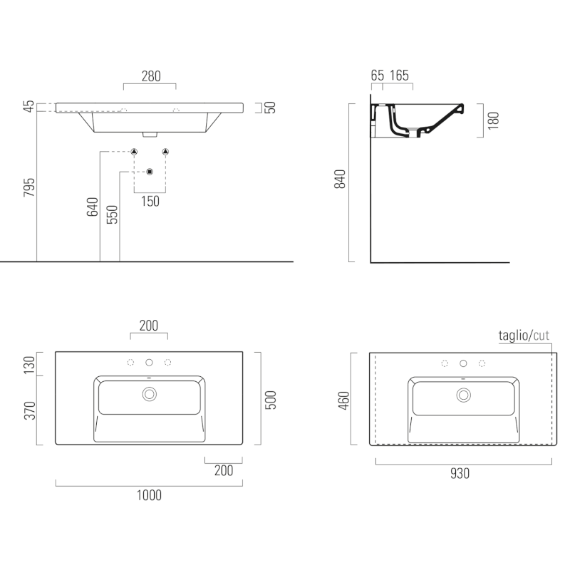 NORM keramické umyvadlo 100x50cm, bílá ExtraGlaze 8633111