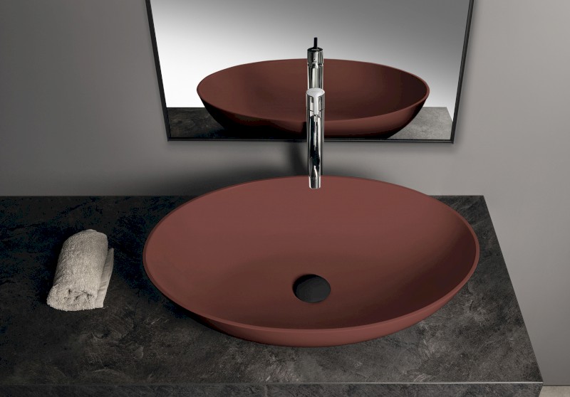 BANERA OVAL umyvadlo na desku, litý mramor, 60x40cm, hnědá mat 14397.71