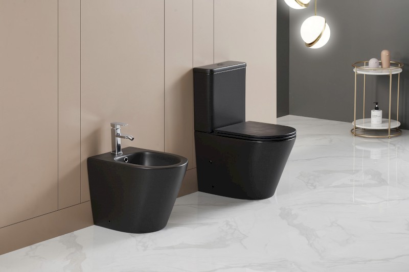 PACO WC kombi, Rimless, spodní/zadní odpad, černá mat PC1012WRB