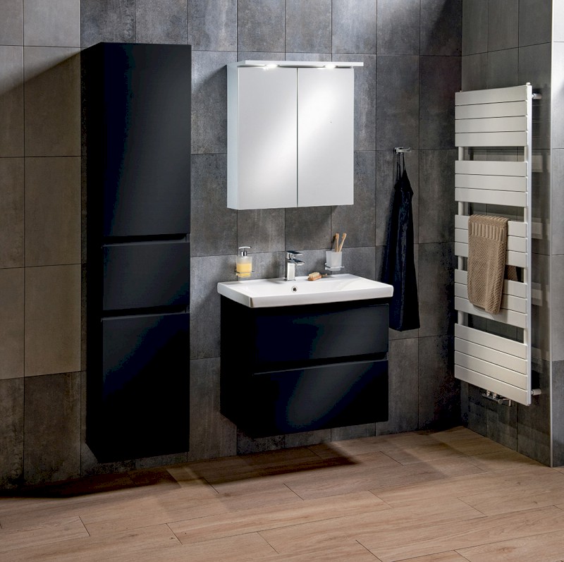 ALTAIR vysoká skříňka s košem 40x184x31cm, černá mat, pravá AI685R