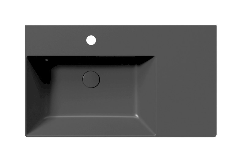 KUBE X keramické umyvadlo 80x47cm, s odkládací plochou vpravo, černá mat 9456126