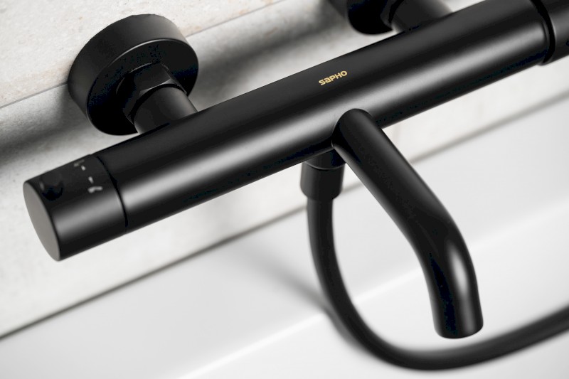 ICONIC nástěnná vanová baterie, černá mat AF010B