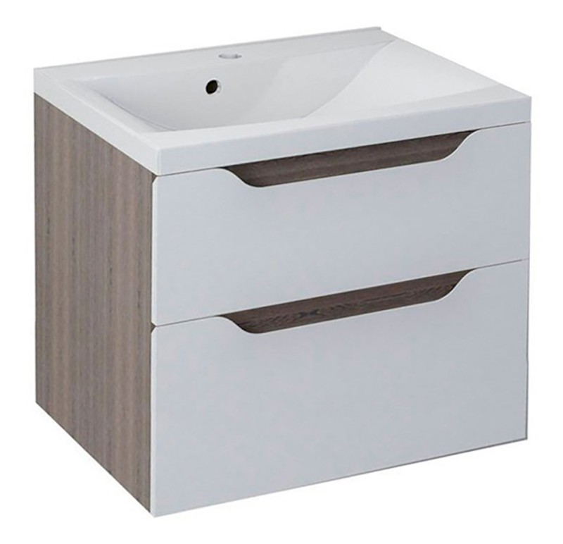 WAVE umyvadlová skříňka 60x65x47,8cm, bílá/mali wenge WA060-3021