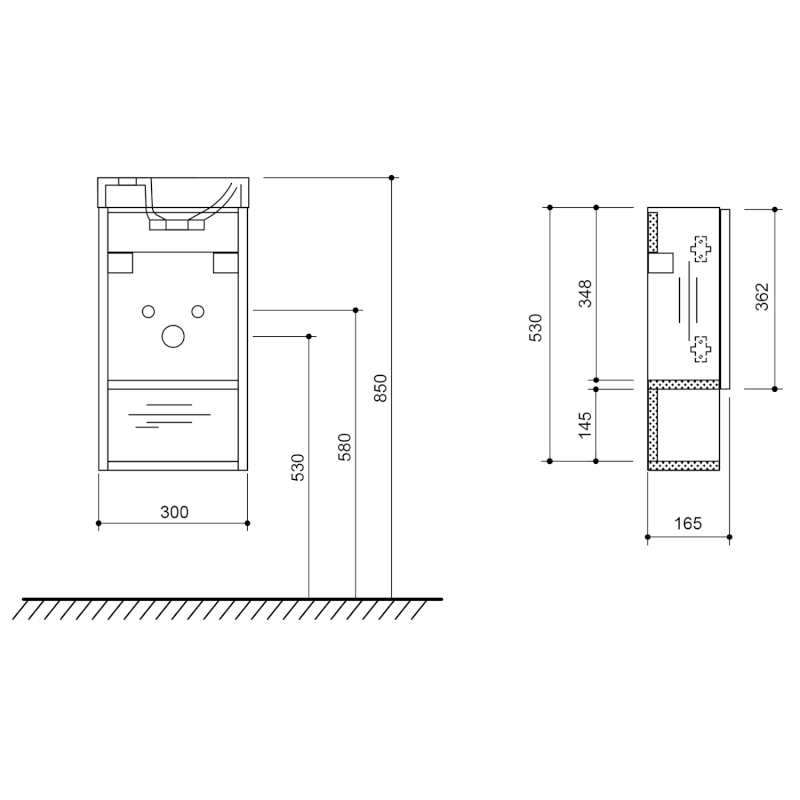 LATUS XI umyvadlová skříňka 30x53x16,5cm, bílá lesk LT711-3030