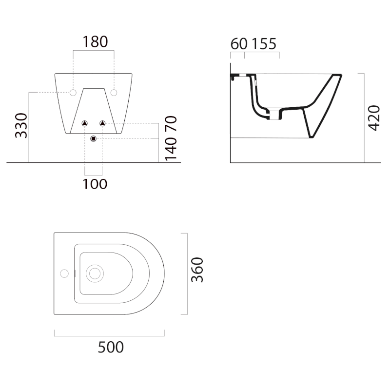 KUBE X bidet závěsný 36x50cm, bílá mat 9464109