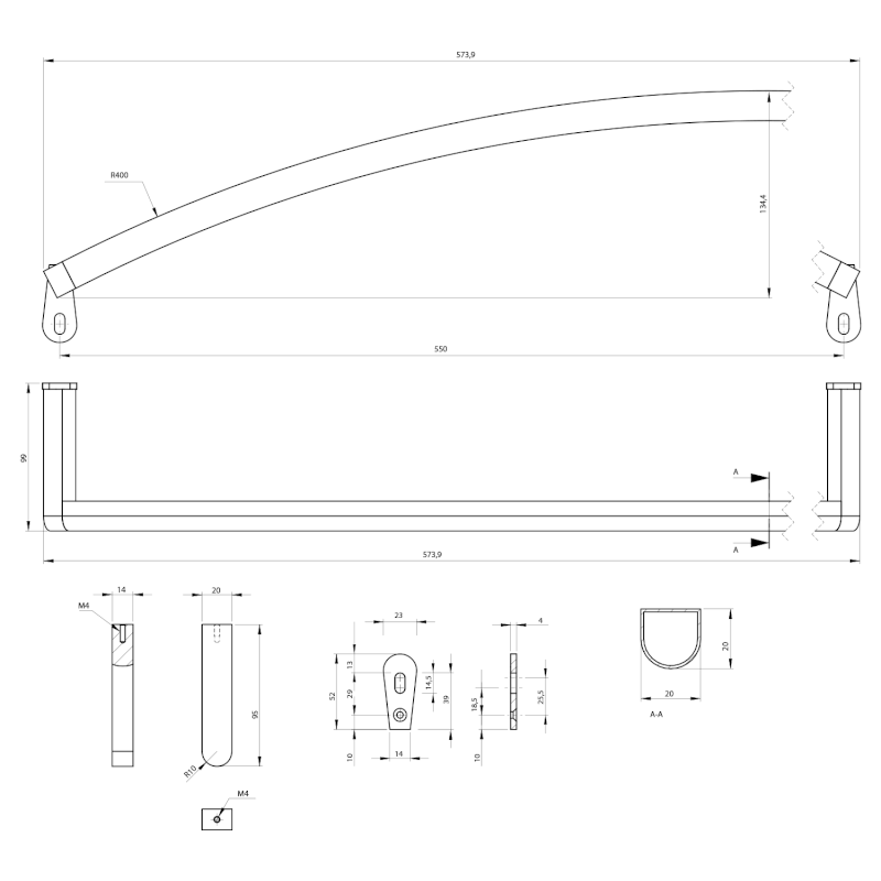 NORM čelní držák ručníků 60cm, pro umyvadlo 8645111, chrom PANMA60