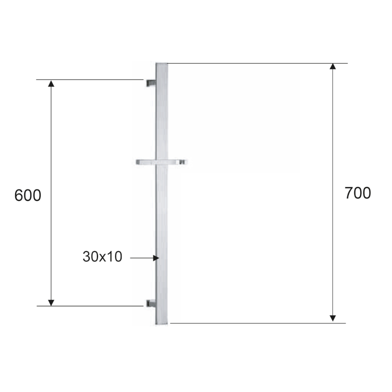 Sprchová tyč, posuvný držák, hranatá, 700mm, zlato SC417
