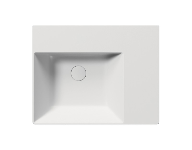 KUBE X keramické umyvadlo 60x47cm, s odkládací plochou vpravo, bez otvoru, bílá mat 9438009