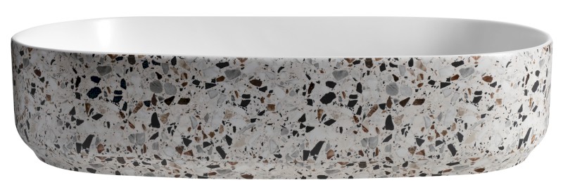 INFINITY OVAL keramické umyvadlo na desku, 55x36cm, terrazzo 10NF65055-2L-TRZ
