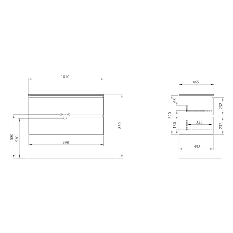 EZARA umyvadlová skříňka 99,8x52x46cm, dub stříbrný EZ101-1111