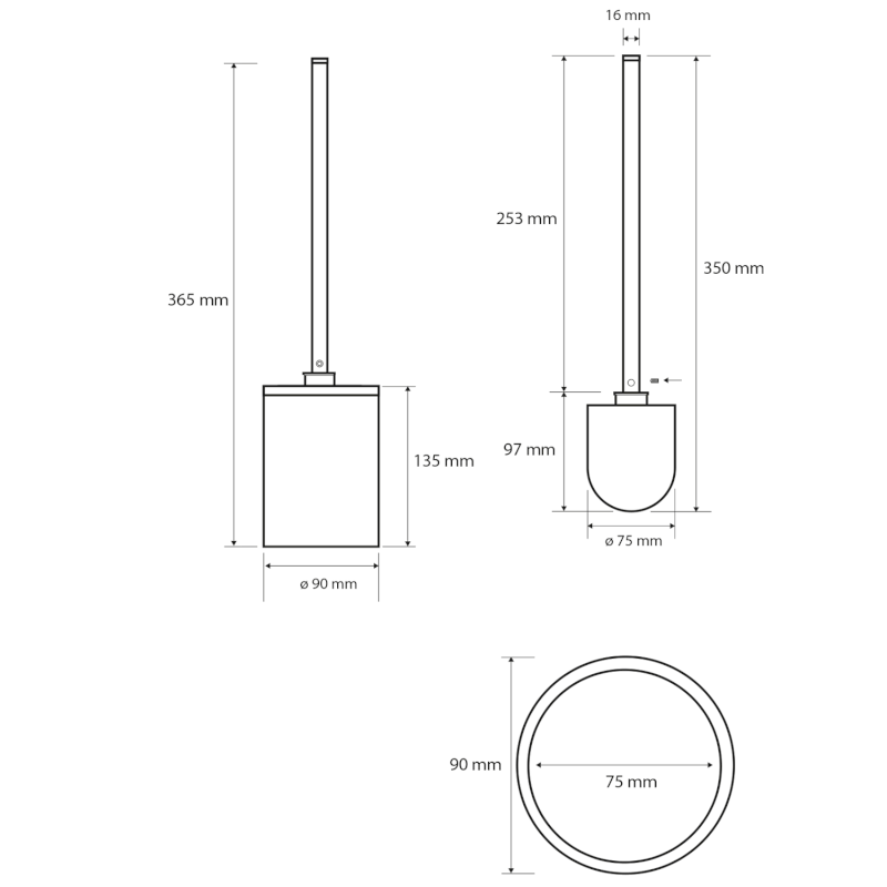X-ROUND WHITE WC štětka na postavení, bílá mat XR306W
