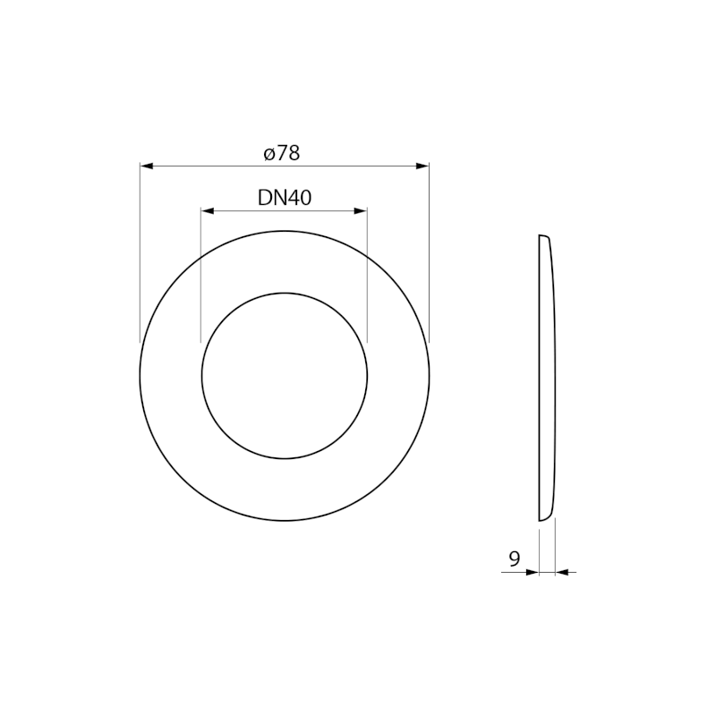 Rozeta 78/40mm, výška 9mm, plast 151.199.0