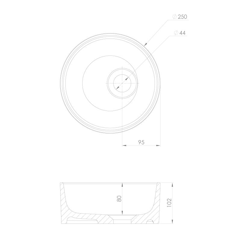 SANNA umývátko na desku, litý mramor, průměr 25cm, bílá SA250
