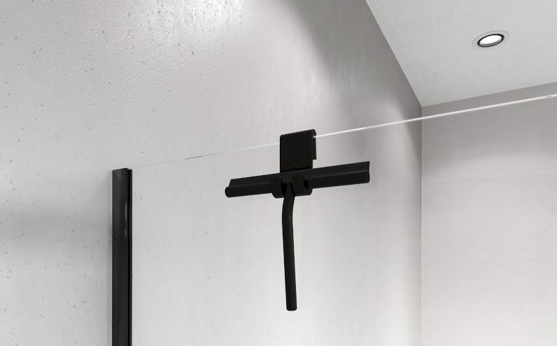 Stěrka do sprchy, včetně uchycení na zástěnu, černá mat 72825.21