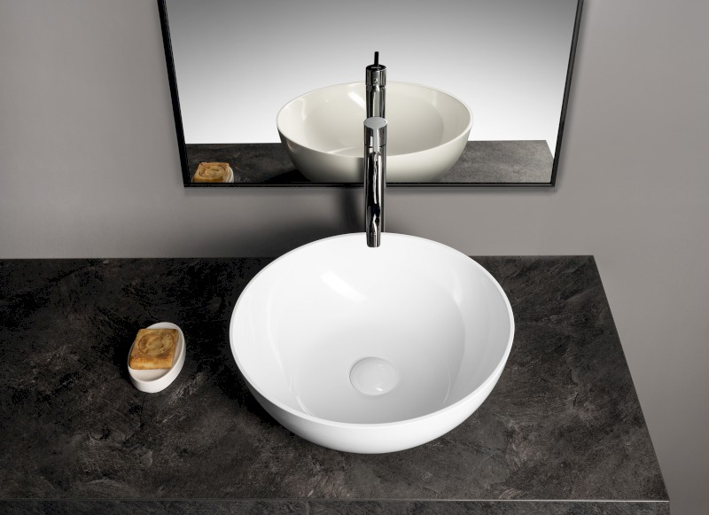 BANERA ROUND umyvadlo na desku, litý mramor, průměr 39cm, bílá 14337