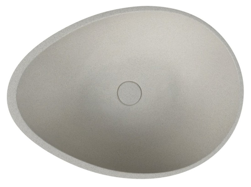 PUNC betonové umyvadlo na desku, včetně výpusti, 53x39cm, bílý pískovec BH7000