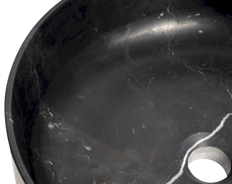 BLOK kamenné umyvadlo na desku, Ø 40cm, matný černý Marquin 2401-52