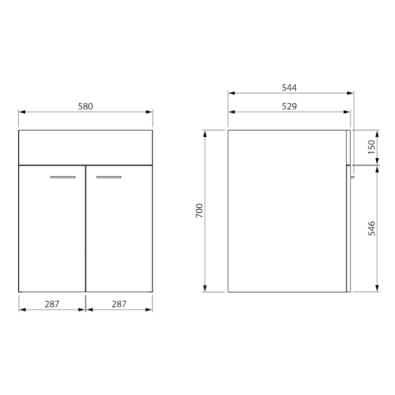 Skříňka pod výlevku 58x70x52,8cm, bílá 57037