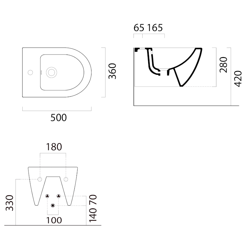 PURA bidet závěsný 36x50cm, ghiaccio mat 8864115