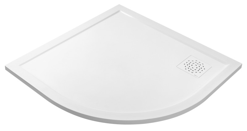 XENA sprchová vanička z litého mramoru, čtvrtkruh 90x90cm, R550, bílá HX559