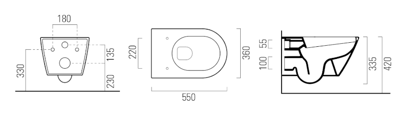 NORM závěsná WC mísa, GeniusFlush, 36x55cm, bílá ExtraGlaze 862111